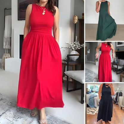 📢📢60 % de réduction !! ⏰Robe longue élégante à col rond pour femme 👗
