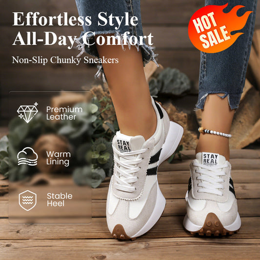 📢📢60 % DE RÉDUCTION !!⏰ Baskets Épaisses Antidérapantes Décontractées pour Femmes – Confort Toute la Journée, Semelle Amortie & Style Polyvalent 🏃‍♀️