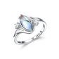 📢📢50 % de réduction !! ⏰ Bague géométrique ovale en pierre de lune avec accents de zirconia – Mystique, étincelante et élégance intemporelle ! 🌙✨