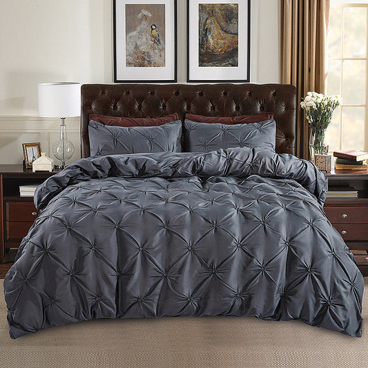 📢📢60 % de réduction !! ⏰Ensemble de housse de couette et taies d'oreiller à plis creux, 3 pièces