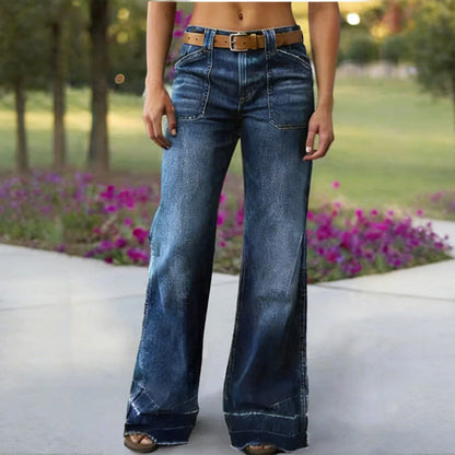 📢📢60 % de réduction !! ⏰Jean évasé rétro pour femme – Coupe flatteuse, poches généreuses et denim stretch ultra-confortable