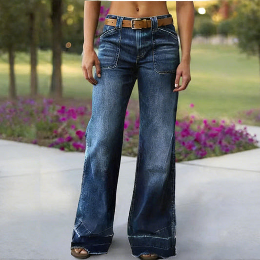 📢📢60 % de réduction !! ⏰Jean évasé rétro pour femme – Coupe flatteuse, poches généreuses et denim stretch ultra-confortable