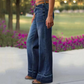 📢📢60 % de réduction !! ⏰Jean évasé rétro pour femme – Coupe flatteuse, poches généreuses et denim stretch ultra-confortable