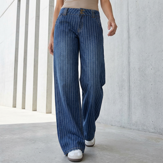 📢📢50 % de réduction !! ⏰Jean taille basse à rayures Y2K pour femme