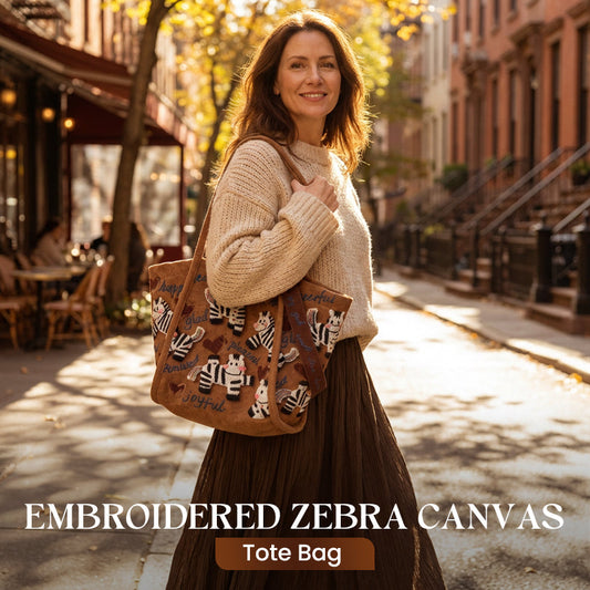 📢📢50 % de réduction !! ⏰Sac fourre-tout en toile brodé zèbre