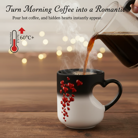 📢📢60 % de réduction !! ⏰Tasse en céramique avec poignée en forme de cœur qui change de couleur pour la Saint-Valentin