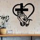 Décoration murale chrétienne élégante en forme de cœur et de croix