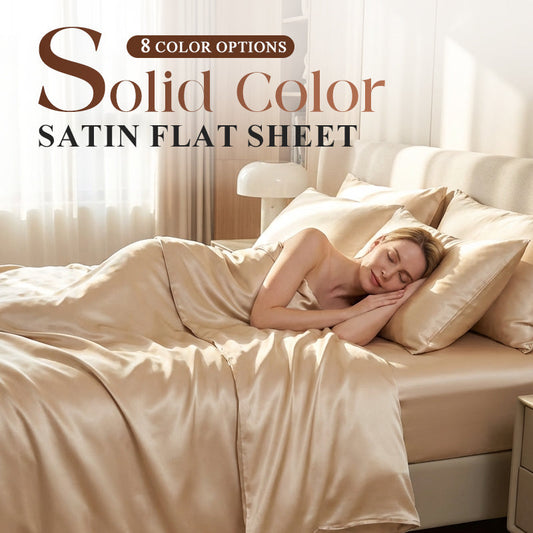 📢📢50 % de réduction !! ⏰ Drap Plat en Satin Uni – Toucher Extrêmement Doux, Sensation Apaisante & Idéal pour le Sommeil 😴✨