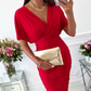 📢📢50 % de réduction !! ⏰Robe moulante sexy à col en V froncé pour femme