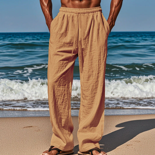 📢📢60 % DE RÉDUCTION !! ⏰Pantalon ample tendance en lin pour homme avec poches
