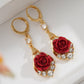 📢📢50% DE RÉDUCTION !! ⏰ Boucles d'Oreilles Pendantes Élégantes en Forme de Rose Rouge – Design Romantique, Fini Haute Qualité & Cadeau Idéal 💝