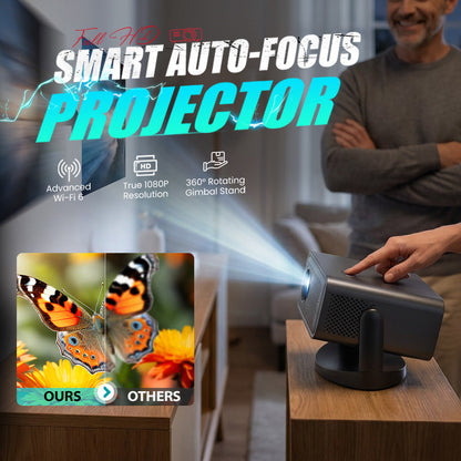 📢📢50% DE RÉDUCTION !! ⏰ Projecteur Full HD avec Mise au Point Automatique Intelligente – Image Ultra-Claire, Correction Trapézoïdale & Haut-Parleurs Intégrés 🏠