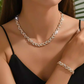 📢📢50 % de réduction !! ⏰Ensemble collier et bracelet à maillons ajustables avec feuilles en strass