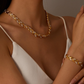 📢📢50 % de réduction !! ⏰Ensemble collier et bracelet à maillons ajustables avec feuilles en strass