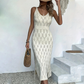 📢📢50 % de réduction !! ⏰Élégante robe en maille pointelle à encolure en V