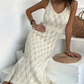 📢📢50 % de réduction !! ⏰Élégante robe en maille pointelle à encolure en V