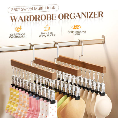 📢📢40% DE RÉDUCTION !! ⏰ Organisateur de penderie pivotant 360° – Crochets multiples, rotation complète & gain de place – Idéal pour organiser vêtements, sacs & accessoires 🏠