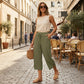 📢📢50% DE RÉDUCTION !! ⏰Pantalon capri large à côtes pour femme avec poches