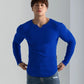 V-Neck Long-Sleeved Sports T-Shirt