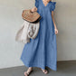 👗50 % DE RÉDUCTION ! ✨ Robe longue en jean à col en V – Coupe décontractée, confortable et parfaite pour un usage quotidien 🌸