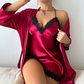 📢📢50 % de réduction !! ⏰Ensemble chemise et robe sexy à bordures en dentelle
