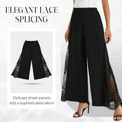 📢📢50 % de réduction !! ⏰Pantalon large à taille haute en dentelle à motifs floraux pour femme