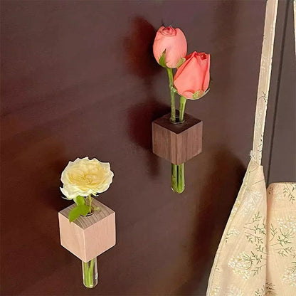 Magnetic Wooden Vase with Test Tube