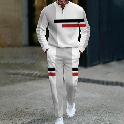 📢📢50 % de réduction !! ⏰ Ensemble de survêtement pour homme à demi-zip et motifs colorés