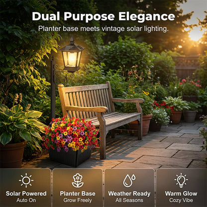 📢📢50% DE RÉDUCTION !! ⏰Lampe Solaire de Jardin à Base Jardinière – Éclairage Autonome & Déco Élégante 🌙