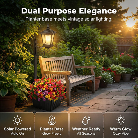 📢📢50% DE RÉDUCTION !! ⏰Lampe Solaire de Jardin à Base Jardinière – Éclairage Autonome & Déco Élégante 🌙