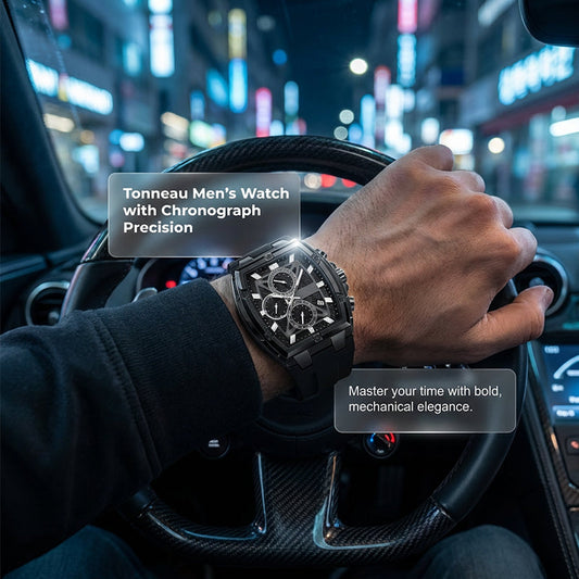 📢📢60 % de réduction !! ⏰Montre pour homme au boîtier moderne de forme tonneau