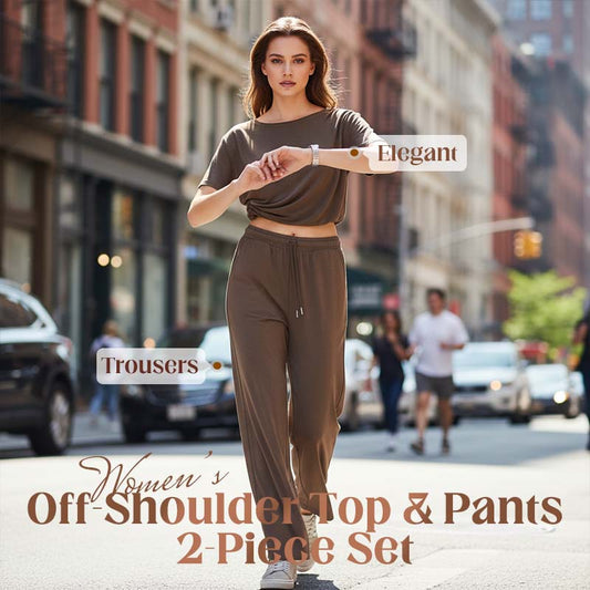 📢📢60 % DE RÉDUCTION !!!⏰ Ensemble 2 pièces Femme – Top asymétrique & Pantalon wide leg fluide pour un look chic et confortable.