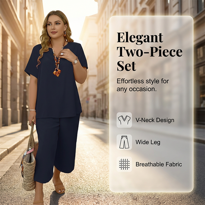 👚 50% DE RÉDUCTION! 🌸 Ensemble Femme Haut Manches Courtes & Pantalon Large – Look Tendance, Tissu Léger & Parfait Pour Le Printemps 💃