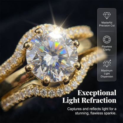 📢📢50 % de réduction !! ⏰Bague ouverte 2-en-1 dorée avec zircone