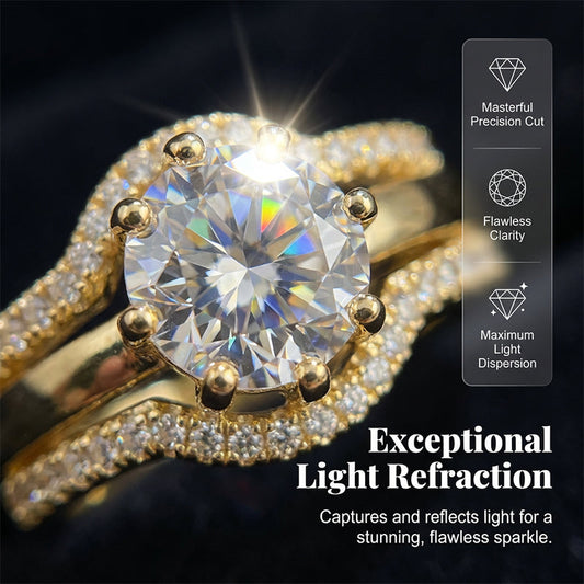 📢📢50 % de réduction !! ⏰Bague ouverte 2-en-1 dorée avec zircone