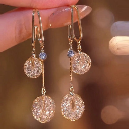 📢📢50 % DE RÉDUCTION !!!⏰Boucles d'oreilles pendantes élégantes ornées d'un pompon en cristal synthétique