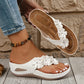 📢📢50 % de réduction !! ⏰Sandales à lanières et talons compensés à motif floral pour femme