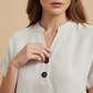 📢📢40 % de réduction !! ⏰T-shirt à col en V pour femme avec patte de boutonnage