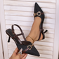 📢📢40 % de réduction !! ⏰Escarpins à talons hauts et à bride arrière pour femme, bout pointu et chaîne métallique