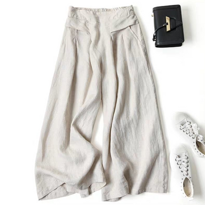 📢📢40 % de réduction !! ⏰Pantalon large en coton et lin pour femme
