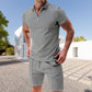📢📢40 % de réduction !! ⏰Ensemble Deux Pièces Décontracté d'Été pour Hommes T-shirt avec Col à Revers et Short