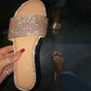 📢📢40 % DE RÉDUCTION !! ⏰Sandales plates à strass scintillants pour femme