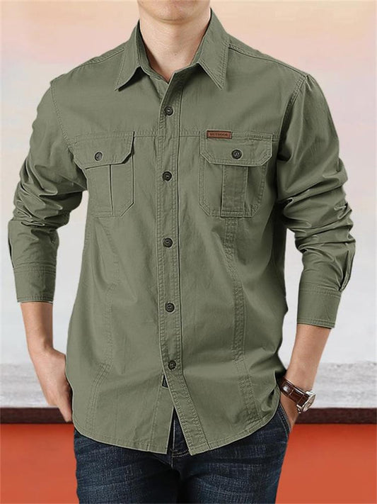📢📢40 % DE RÉDUCTION !! ⏰Chemise de Travail en Coton 100% pour Homme – Coutures Doubles, Évacuation d'Humidité 🍂