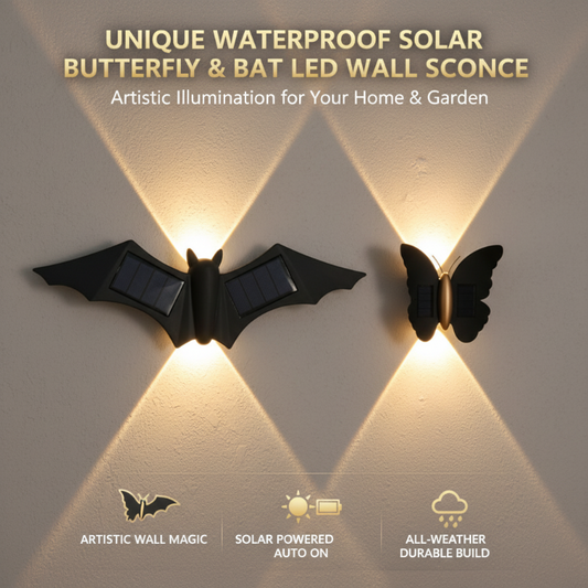 📢📢50 % DE RÉDUCTION !! ⏰Applique murale LED unique, étanche, en forme de papillon et de chauve-souris, à énergie solaire