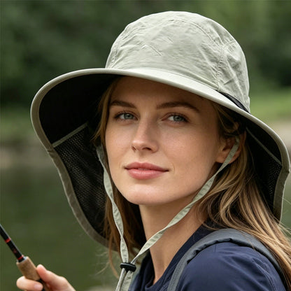 📢📢40% DE RÉDUCTION !! ⏰ Casquette Solaire Anti-UV UPF 50+ – Respirante, Ajustable, Unisexe (Avec/Sans châle)