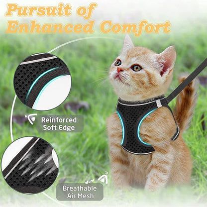 📢📢50 % DE RÉDUCTION !! ⏰Ensemble harnais et laisse en maille réfléchissante pour chats et petits chiens