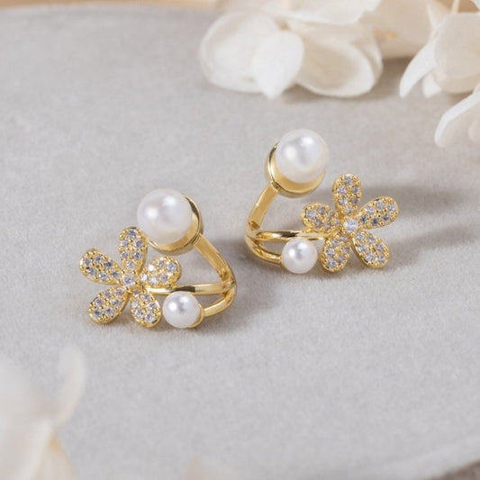 📢📢50 % DE RÉDUCTION !! ⏰Boucles d'oreilles fantaisie « Fleurs et perles »