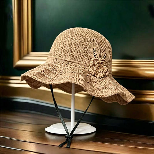 📢📢40 % DE RÉDUCTION !! ⏰Chapeau bob au crochet pour femme, orné d'une fleur