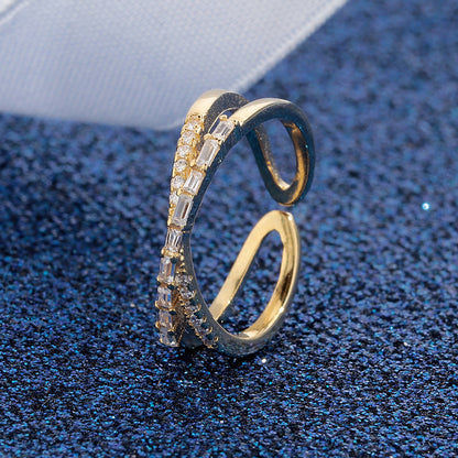 Adjustable Double Layer Criss-Cross Ring
