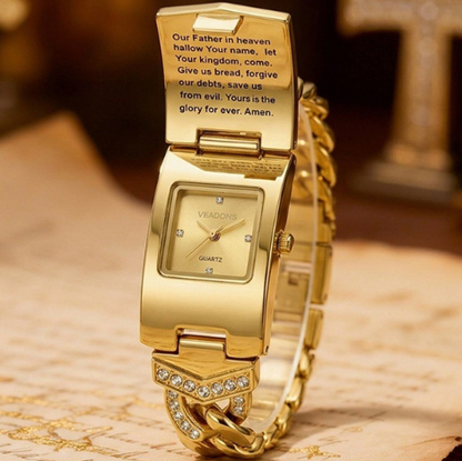 📢📢50 % DE RÉDUCTION !! ⏰ Montre Croix en Cristal Étincelant – Cadran Rectangulaire & Bracelet Métal Haute Gamme 🔥